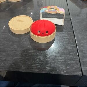 Red Kawaii Squishy Dumpling in Bamboo Steamer